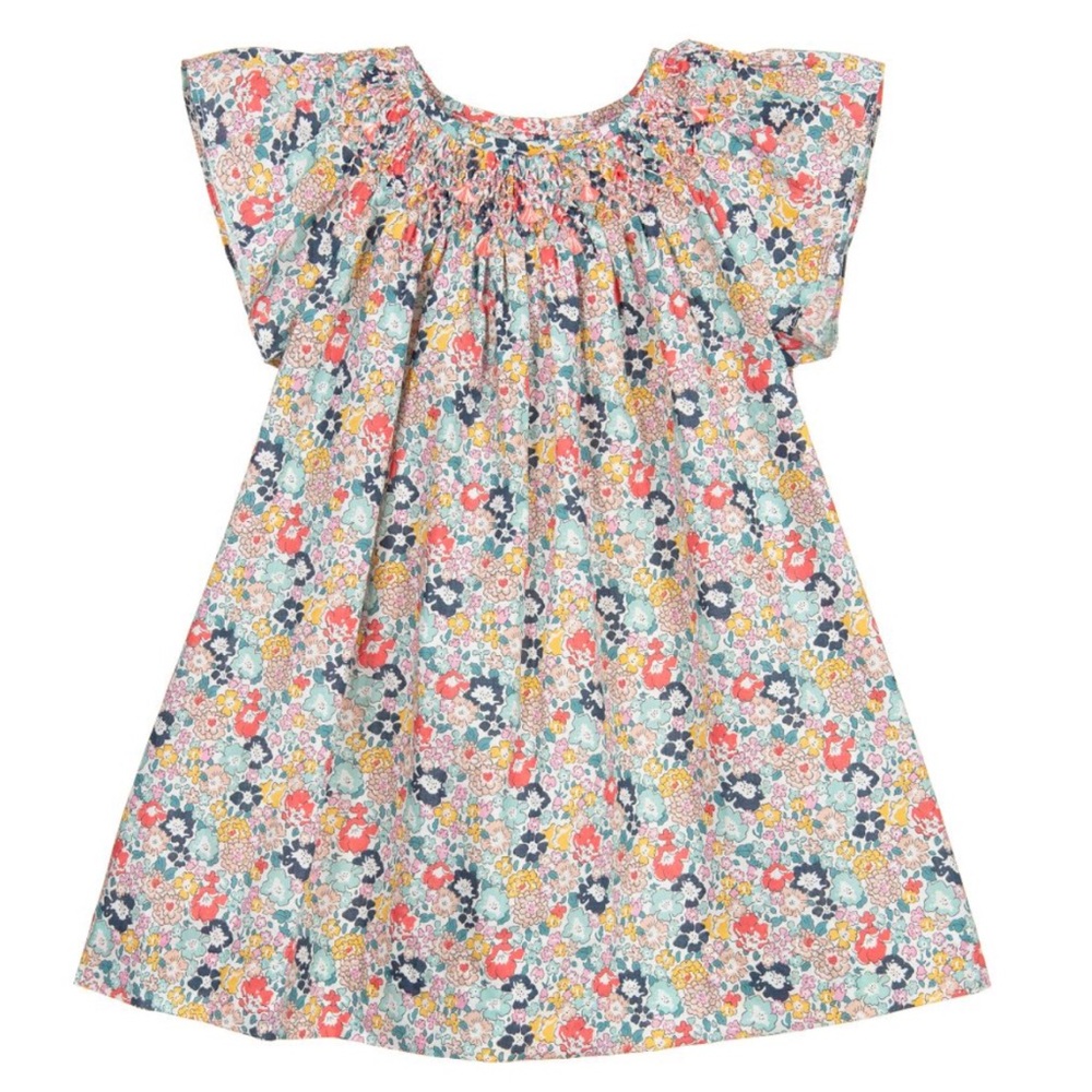 BONPOINT EUC Classic Heirloom Floral Smocked Dress